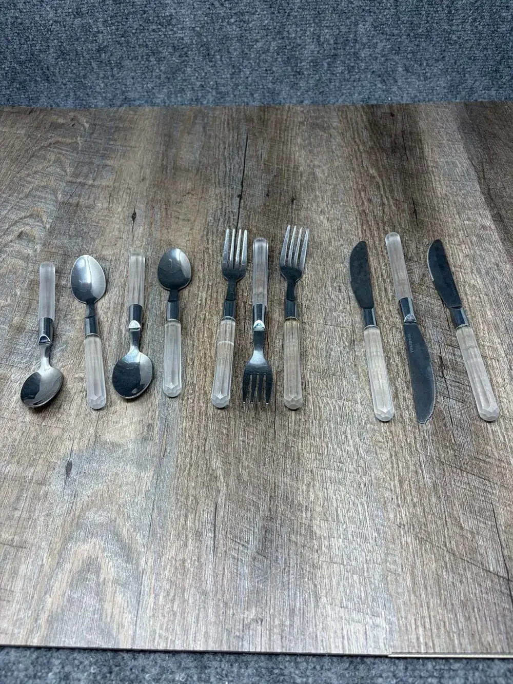 Vintage Stanley Roberts City Lights Stainless Flatware 10 Piece Lucite Handles